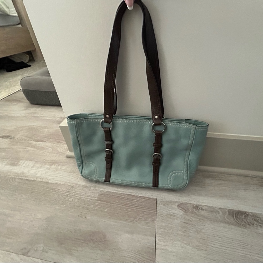 Coach blue leather shoulder bag